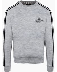 Aquascutum - Crew Neck Ribbed Collar Long Sleeve Sweatshirt - Lyst