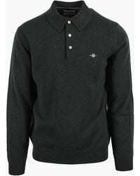 GANT - Superfine Lambswool Polo Dark Moss - Lyst