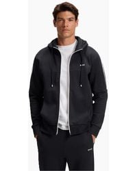 BOSS - Saggynos Solid Patterned Hooded Drawstring Ribbed Cuff Jacket - Lyst