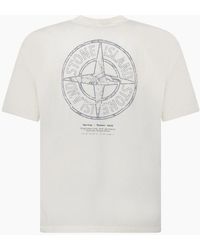 Stone Island - Organic Cotton Stone Print T-Shirt Ivory - Lyst