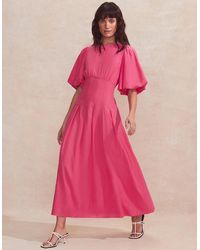Ro&zo - Pleat Detail Linen Blend Dress - Lyst