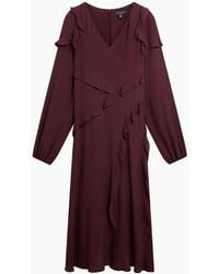 Ted Baker - Long Sleeve Midi Dress With Frill Detail - Lyst