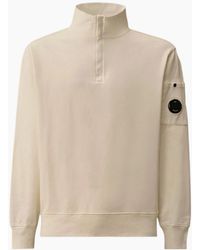 C.P. Company - C.P. Company Light Fleece Half Zip Lens Gauze Sweatshirt - Lyst