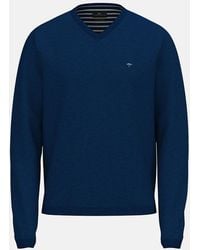Fynch-Hatton - Fine Knit Air Cotton V-Neck Sweater Midnight - Lyst