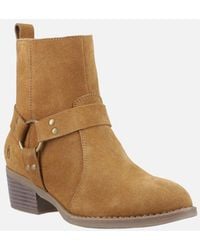 Hush Puppies - Iria Suede Tan Heeled Ankle Boots - Lyst