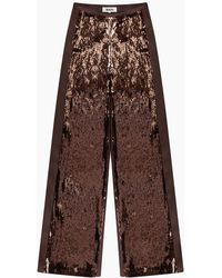 Ro&zo - Petite Chocolate Sequinned Satin-Stripe Trousers - Lyst