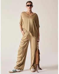 James Lakeland - Camel Button Detail Relaxed Fit Top - Lyst