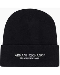 ARMANI EXCHANGE - Embroidered Logo Thick Beanie Hat - Lyst