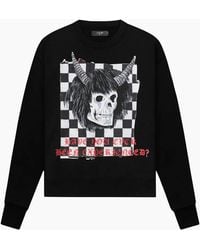 Amiri - X Wes Lang Checker Skull Crew Neck Sweater - Lyst