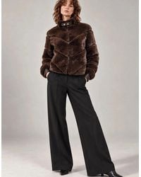 James Lakeland - Chocolate Chevron Faux-Fur Jacket - Lyst