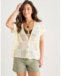 Gini London - Crochet Button Front Cardigan - Lyst