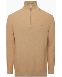 GANT - Merino Zip Neck High Collar Long Sleeve Sweater - Lyst