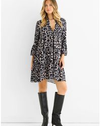 Gini London - Animal Print Skater Mini Dress - Lyst