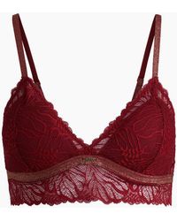 BOSS - Bianca Lace Triangle Bra, Burgundy - Lyst