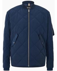 BOSS - Mock Neck Ribbed Cuff Bomber Jacket With Flap And Zipped Pocket - Lyst