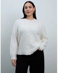 Live Unlimited London - Pearl Button Through Cardigan With Mohair - Lyst