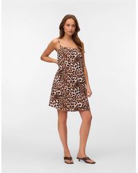 Vero Moda - Easy Joy Short Singlet Dress Tan Leo - Lyst
