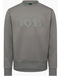 BOSS - Wordmark Crew Neck Long Sleeve Regular Fit Sweatshirt - Lyst