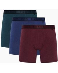 Ted Baker - 3-Pack Coloured Boxer Briefs, /Pool/Burgundy - Lyst
