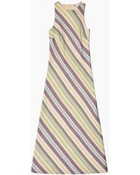Ro&zo - Petite Stripe Racer-Neck Tie Back Dress With Linen - Lyst