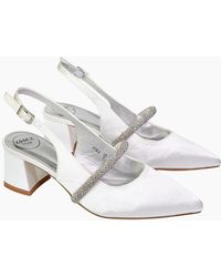 XY London - Ladies Sandie Diamante Sling Back Medium Block Heel Sandals - Lyst