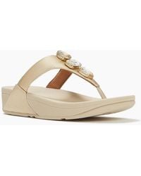 Fitflop - Lulu Ultra-Jewel Toe-Post Polyurethane Platino Sandals - Lyst