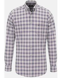 Fynch-Hatton - Washed Oxford Check Shirt Aubergine - Lyst