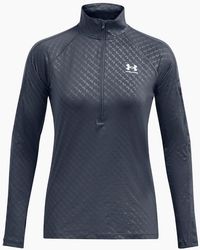 Under Armour - Embossed Zip Neck Long Sleeve Tech Athletic Top - Lyst