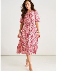 Gini London - Paisley Print Elasticated Waist Midi Dress - Lyst
