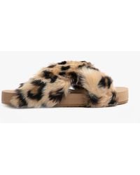 TOMS - Susie Faux Fur Mule Slippers Natural/Leopard - Lyst