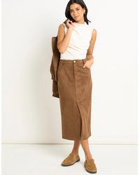 Gini London - Faux Suede Pencil Skirt - Lyst