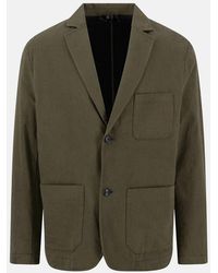 Fynch-Hatton - Cotton Linen Blend Twotone Structured Blazer Dark Khaki - Lyst