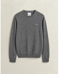 GANT - Superfine Lambswool Crew Neck Sweater - Lyst