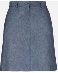 BOSS - C_Semara Denim Print Leather Mini Skirt - Lyst