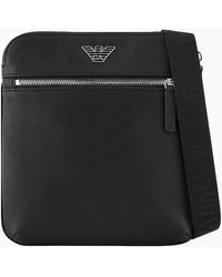 Emporio Armani - Asv Eagle Logo Leather Shoulder Bag - Lyst