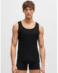 BOSS - Boss Cotton Tank Tops With Embroidered Logos - Lyst