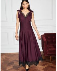 Ro&zo - Bronte Plum Lace Trim Detail Dress - Lyst