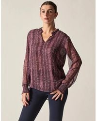 James Lakeland - Snake Print Sheer-Sleeve Blouse - Lyst