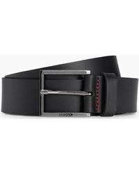 BOSS - Hugo Geek Smooth-Leather Belt With Brushed- Buckle - Lyst