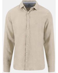 Fynch-Hatton - Kent Collar Pure Linen Shirt Sand - Lyst