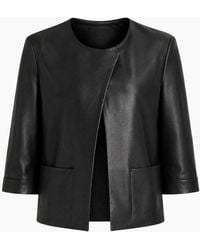 Ted Baker - Obino Short Sleeve Leather Open Front Jacket - Lyst