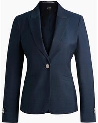 BOSS - Solid Patterned Lapel Collared Blazer - Lyst