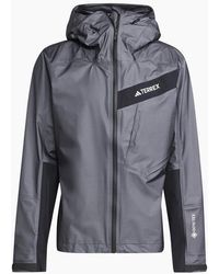 adidas - Gore Act Hooded Neck Full Zipper Geometric Patterned Rain Jacket - Lyst