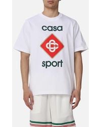 CASABLANCA - T Shirts Casa Sports Logo Printed Short Sleeve Crew Neck Summer Tee - Lyst