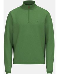 Fynch-Hatton - Fine Knit Air Cotton 1/4 Zip Sweater Avocado - Lyst