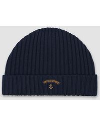 Paul & Shark - Ribbed Wool Beanie With Anchor Badge - Lyst