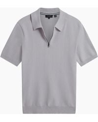 Ted Baker - Fourd Herringbone Stitch Zip Polo Shirt - Lyst