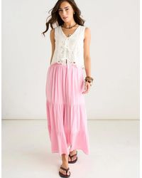 Gini London - Viscose Tiered Skater Maxi Skirt - Lyst