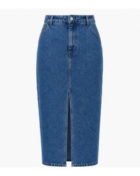 Ted Baker - Heloda Denim Midi Skirt With Centre Slit - Lyst