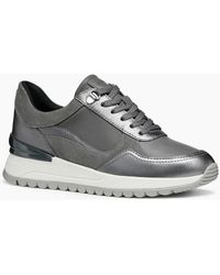 Geox - D Desya A Leather Dark/Gun Trainers - Lyst